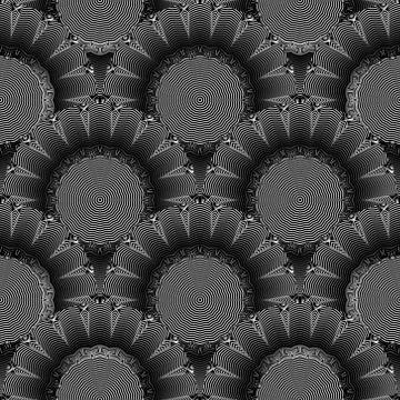 Deco 3d mandalas seamless pattern. Greek key meanders round lines tiled ornam Stockillustratie