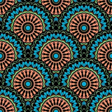 Deco floral seamless pattern. Boho ornamental tiled mandalas vector backgroun Stockillustratie