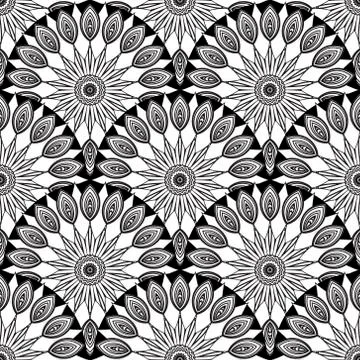 Deco floral seamless pattern. Vector ornamental round mandalas background. Re Stock Illustration