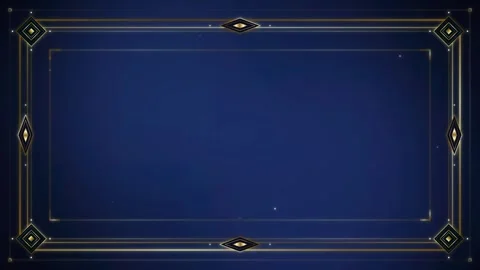 Deco golden frame on a deep blue gradient background with subtle sparkles l.. 動画素材 336365052