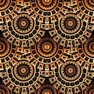 Deco seamless pattern. Round mandalas vector background. Beautiful repeat col Stock Illustration