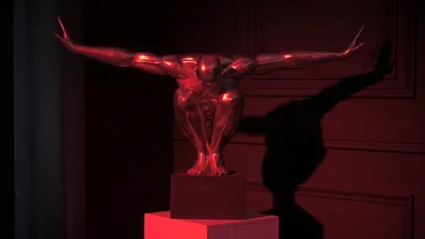Deco Statue Disappears in Red Light Stock Footage 263825281