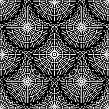 Deco vector round mandalas vector seamless pattern. Geometric abstract Boho b Stock Illustration