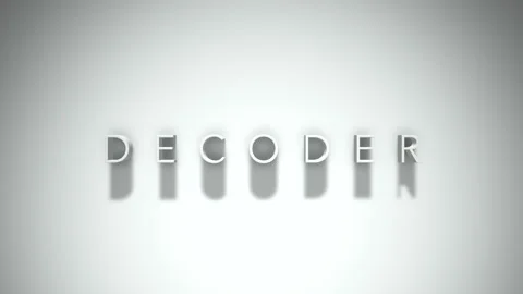 Decoder 3D title animation with shadows on a white background Video stock 297801567