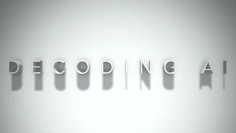 Decoding AI 3D title animation with shadows on a white background Stock Footage 296701328