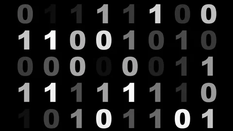 Decoding binary numbers basics of computer programming language. Binary digits Video stock 252811851