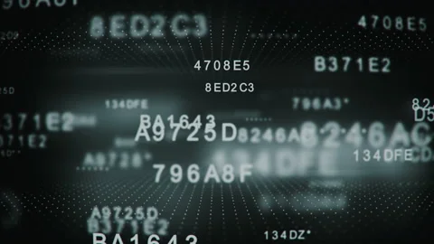 Decoding encrypted digital hexadecimal data code loopable 4k UHD (3840x2160) Video stock 86720687