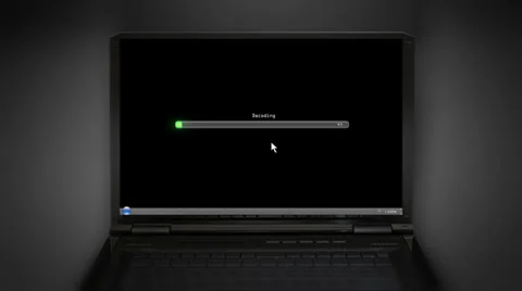 Decoding fail black laptop screen Stock Footage 38514626