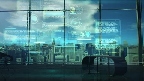 Decoding infographics on office background, 3D render. Video stock 219718090