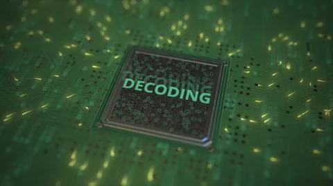 DECODING text on a computer processor 3d rendering イラスト素材