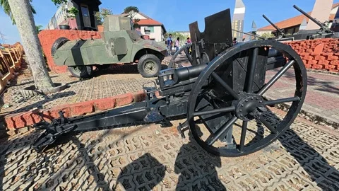 Decommissioned Cannons at Malaysian Armed Forces Museum Stock Footage 320868894