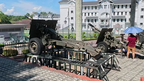 Decommissioned Cannons at Malaysian Armed Forces Museum Stock Footage 320869060