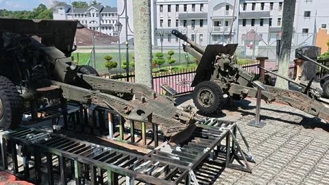 Decommissioned Cannons at Malaysian Armed Forces Museum Stock Footage 320869097