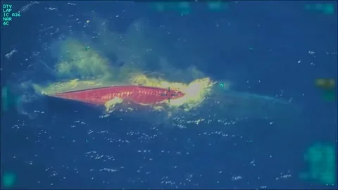 Decommissioned Philippine Navy ship BRP Magat Salamat sinking after being hit Stock Footage 334702404