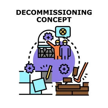 Decommissioning concept removing old construction and equipment Stock Illustration