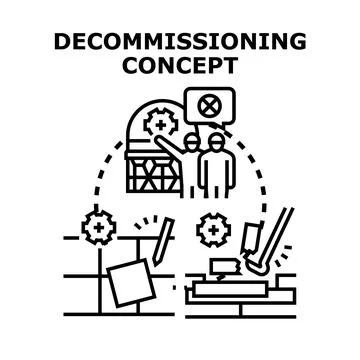 Decommissioning concept removing old construction and equipment Stock Illustration