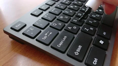 Decommunization of russian keyboard in Ukraine Stockbeeldmateriaal 206762408