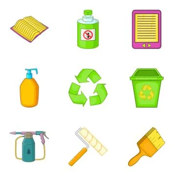 Decompose icons set, cartoon style Stock Illustration