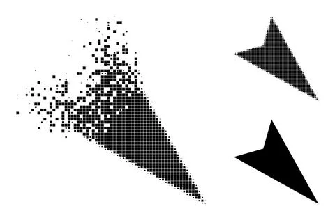 Decomposed and Halftone Dot Arrowhead Right-Down Icon Stock Illustration