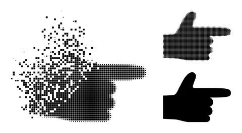 Decomposed and Halftone Dot Hand Pointer Right Glyph Stock Illustration