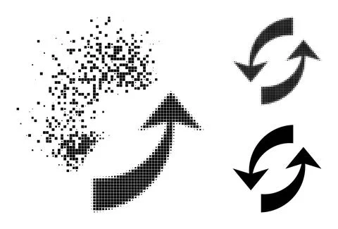 Decomposed and Halftone Pixel Exchange Arrows Icon Illustrazione stock