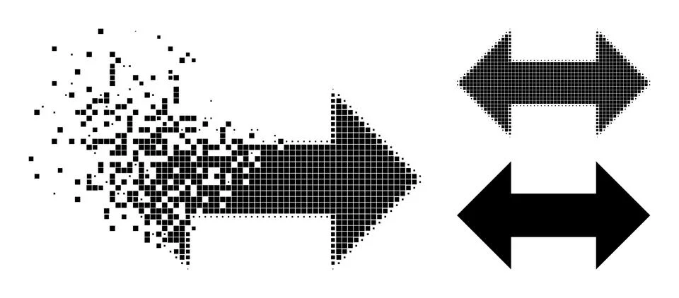 Decomposed and Halftone Pixel Horizontal Exchange Arrows Glyph Illustrazione stock