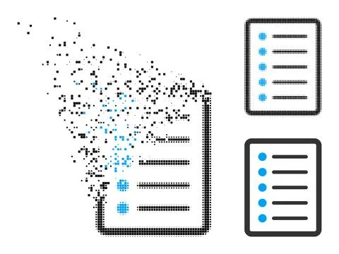 Decomposed and Halftone Pixel List Page Icon 스톡 일러스트