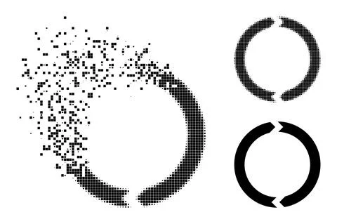 Decomposed and Halftone Pixel Rotation Icon Stock Illustration