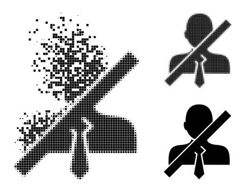 Decomposed and Halftone Pixelated Stop Gentleman Icon Ilustración de archivo