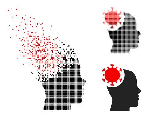 Decomposed Dot and Original Head Virus Icon 스톡 일러스트