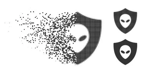 Decomposed Dot Halftone Alien Protection Icon イラスト素材