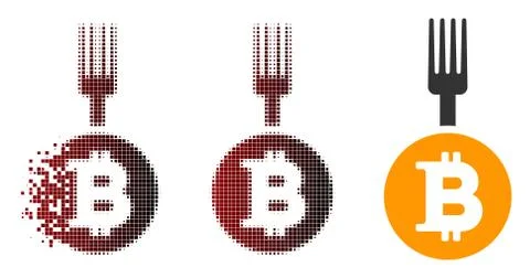 Decomposed Dot Halftone Bitcoin Fork Icon イラスト素材