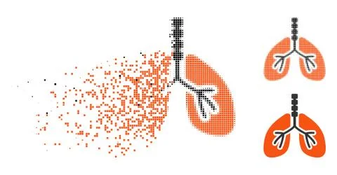 Decomposed Dot Halftone Breathe System Icon Stock Illustration