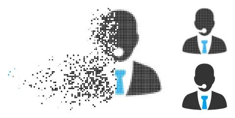 Decomposed Dot Halftone Call Center Manager Icon 库存插图