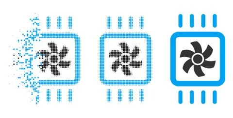 Decomposed Dot Halftone Chip Cooling Icon 库存插图