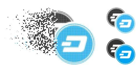 Decomposed Dot Halftone Dash Coins Icon 库存插图