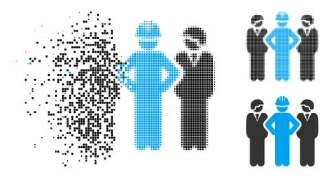 Decomposed Dot Halftone Developer Team Icon Illustrazione stock