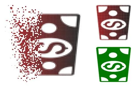 Decomposed Dot Halftone Dollar Banknote Icon 스톡 일러스트
