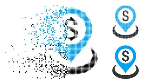 Decomposed Dot Halftone Dollar Placement Icon 库存插图