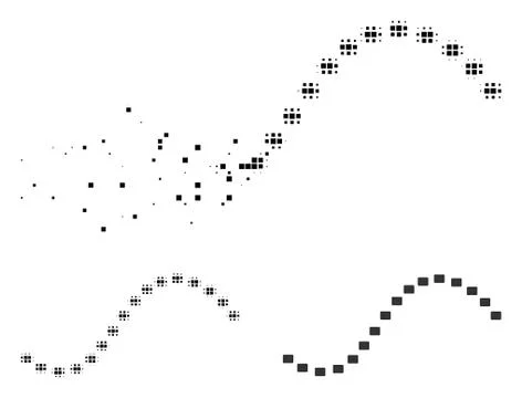 Decomposed Dot Halftone Dotted Function Line Icon Stock Illustration