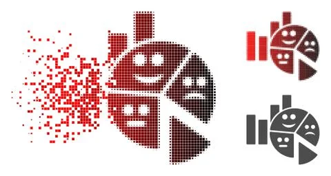 Decomposed Dot Halftone Emotion Charts Icon 库存插图
