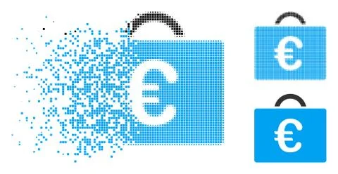 Decomposed Dot Halftone Euro Bookkeeping Case Icon Stock Illustration