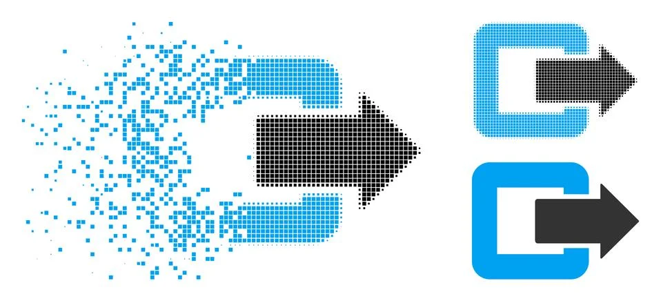 Decomposed Dot Halftone Exit Door Icon 库存插图