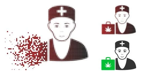 Decomposed Dot Halftone First-Aid Cannabis Doctor Icon イラスト素材