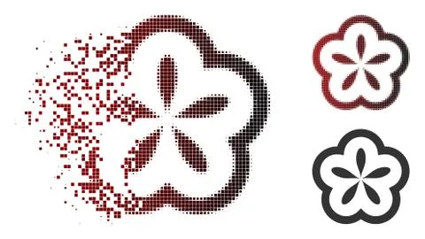 Decomposed Dot Halftone Flower Icon イラスト素材