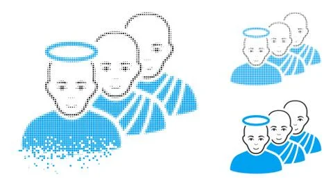 Decomposed Dot Halftone Holy Men Icon with Face Stockillustratie