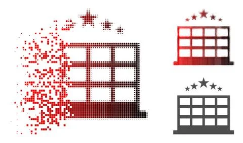 Decomposed Dot Halftone Hotel Icon Stockillustratie