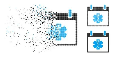 Decomposed Dot Halftone Life Star Calendar Day Icon 스톡 일러스트