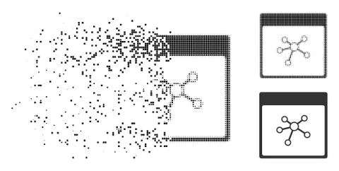 Decomposed Dot Halftone Links Calendar Page Icon Stock Illustration