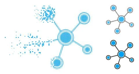 Decomposed Dot Halftone Network Links Icon Illustrazione stock